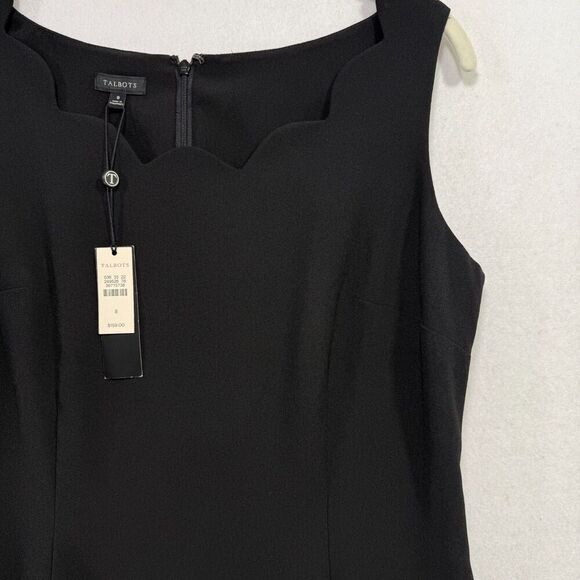 Talbots Dress Women 8 Black Sheath Scalloped Sleeveless Elegant Preppy Classic - Picture 14 of 14